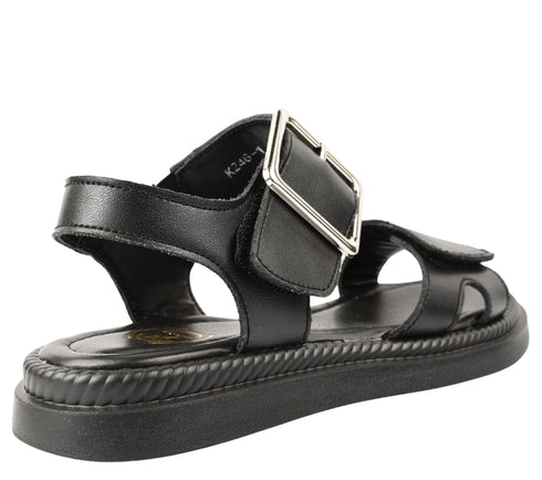 Sandale casual, dama, FORMAZIONE, K246 negru, piele naturala